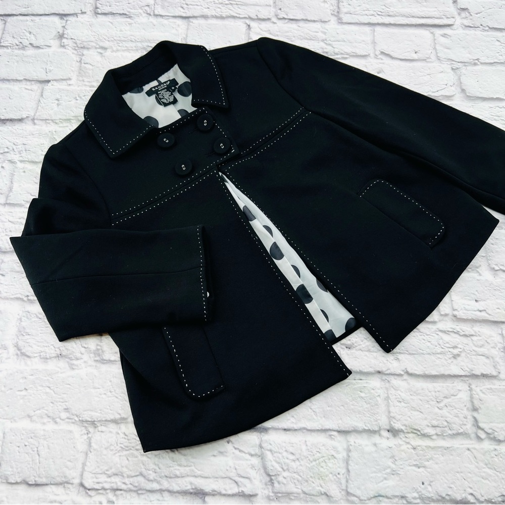 Sandro Sportswear Black Blazer Size Small Cropped Office Career Eveningwear